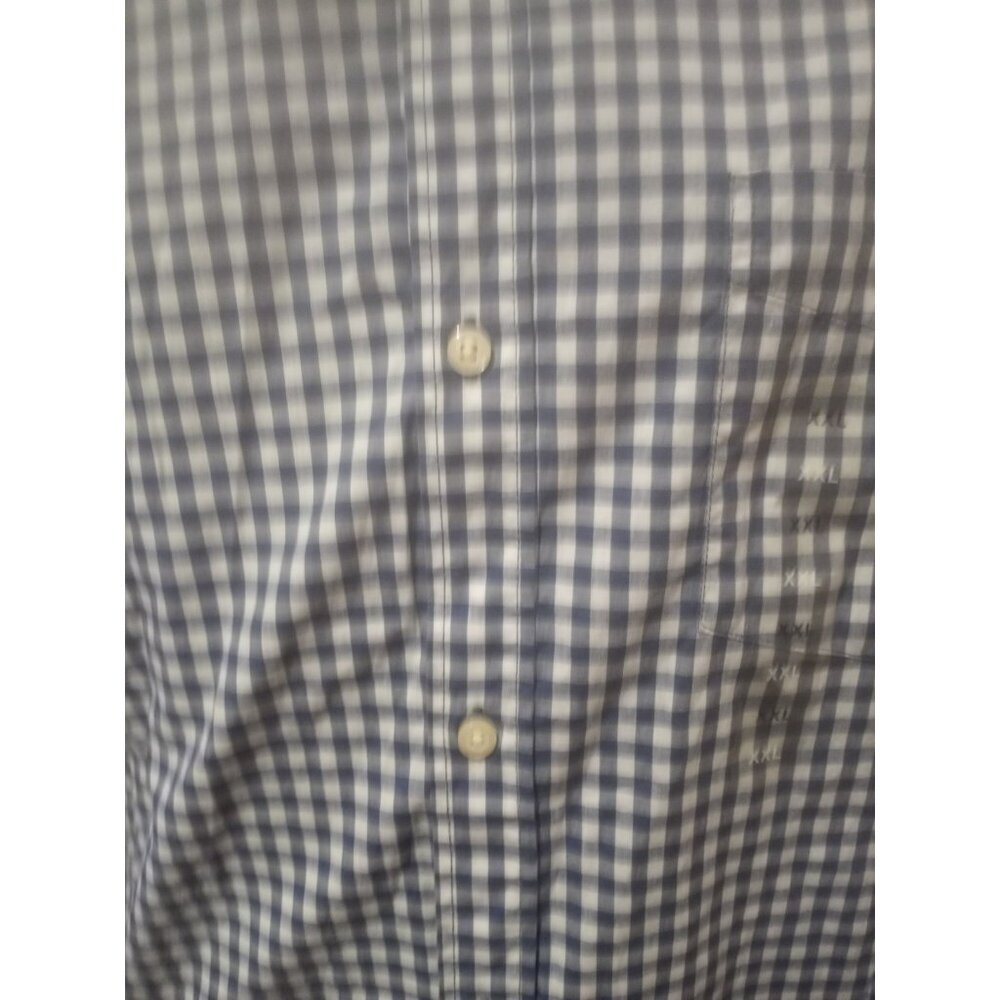 NWT Men's GAP Slim Fit Poplin Stretch Long Sleeve Shirt, Blue White Check 2XL - Picture 6 of 14